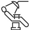 The image shows a black and white line drawing of a robot with a humanoid form, holding what appears to be a hammer or mallet in its right hand. It is positioned against a backdrop that includes an outline of a person's head and shoulders, suggesting the robot is interacting with or looking at them. The style of the image is simplistic and resembles a basic icon or symbol rather than a detailed illustration.